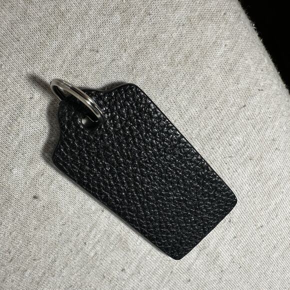 2.5" COACH NEW YORK Black Pebbled Leather Brass Fob Bag Charm Keychain Hang Tag - Picture 4 of 5